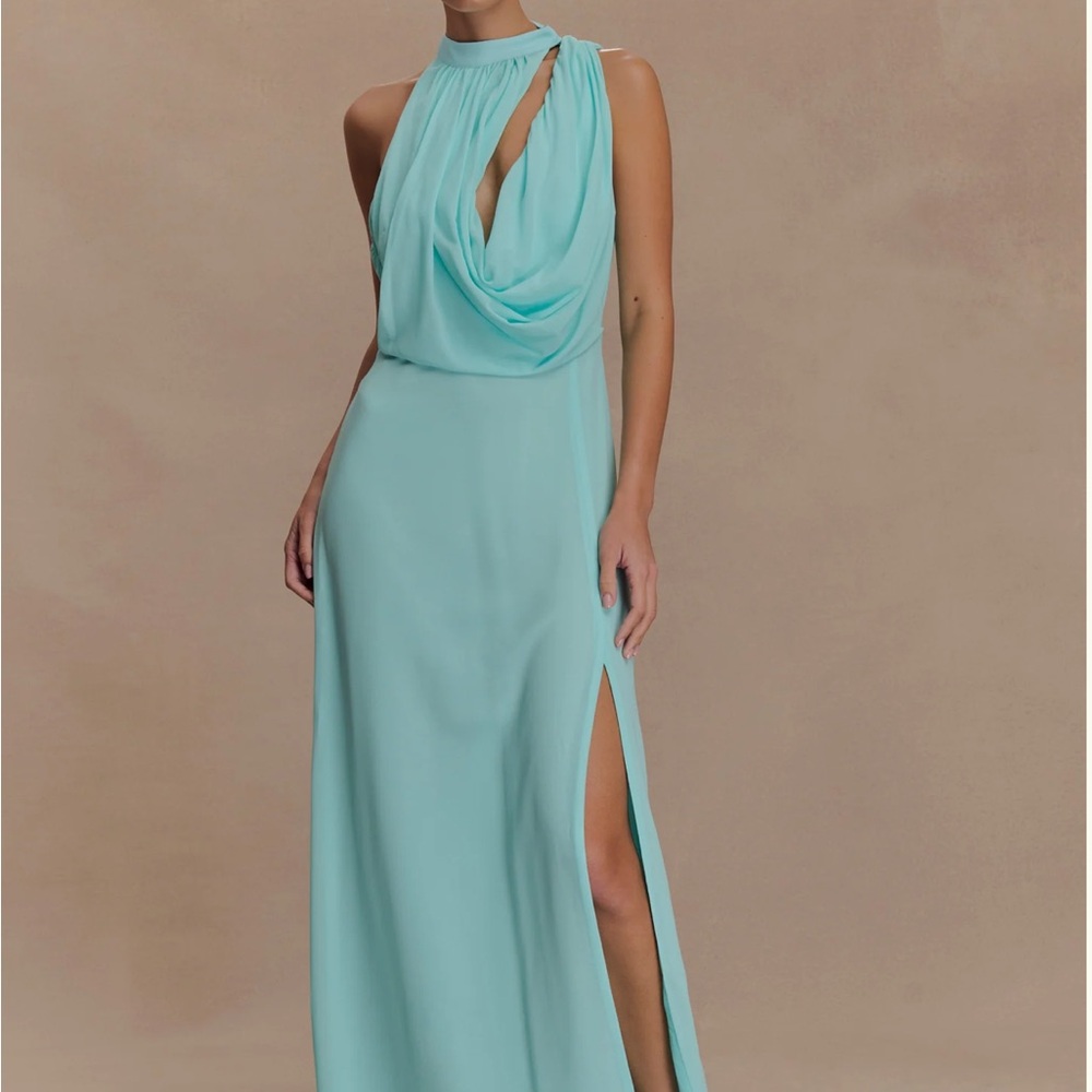 Meshki Mint Green Draped Maxi Dress